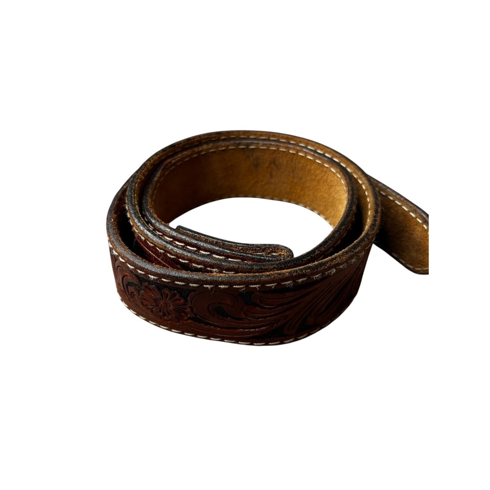 Twisted X Mens Hand Tooled Leather Belt Brown Western Floral Scroll Size 40